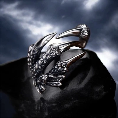 Anillo abierto ajustable con garras de águila punk vintage de 1 pieza para hombre o mujer versátil nuevo Foto 1 de 4