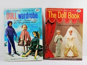 2 Coats & Clark Barbie Doll Wardrobe Patterns Crochet Knit Sew Instruction Books - Picture 1 of 16