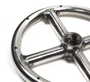 FR6: LIFETIME WARRANTED 6" MARINE GRADE 316 STAINLESS GAS SINGLE FIRE PIT BURNER - Picture 1 of 10