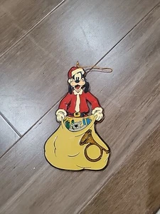 Goofy Santa With Sack of Toys Christmas Tree Ornament Acrylic Vintage 6.25" Tall - Picture 1 of 3