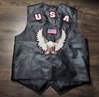 Mens L Sedona Black Leather Biket Vest American Eagle Snap