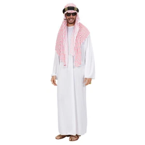 Männer Scheich Kostüm Weiß-Rot XL 54 Verkleidung Araber Herren-Kostüm Sultan - Bild 1 von 3