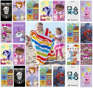 Boys Girls Childrens Kids Novelty Character Beach Towel 140 x 70 cm Bath Swim - Picture 1 of 11