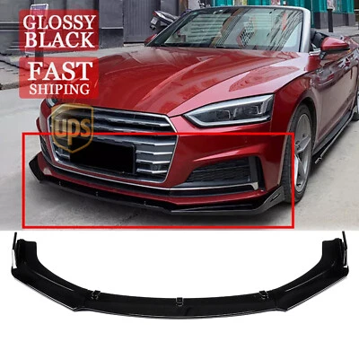 For Audi A5 S5 B9 2017-2018 V2 Style Glossy Black Front Bumper Lip Splitter Kits - Изображение 1 из 4