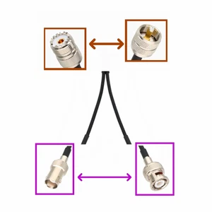 1x PL259 SO239 UHF to 2x BNC Male/Female AP Splitter/Combiner Y Adapter RF cable - Picture 1 of 9