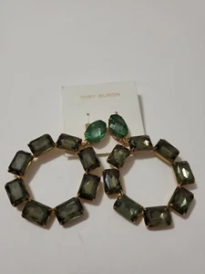 Tory Burch Statement Earrings Emerald - Picture 1 of 3