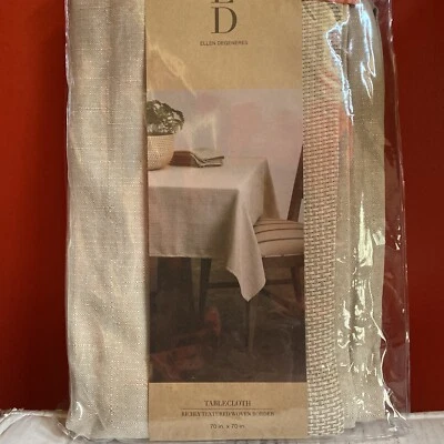 ED Ellen DeGeneres | 70" x 70" Square Tablecloth Brody Natural Ethnic Farmhouse - Image 1 of 4