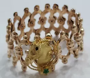 BRAZALETE FLEXIBLE CABEZA DE CABALLO DE ORO DE 14 QUILATES DE COLECCIÓN - Imagen 1 de 12