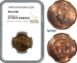 AK089, British Honduras, George VI, 1 Cent 1949, London Mint, NGC MS64RB - Picture 1 of 1