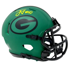 Jordan Love Green Bay Packers signierter Yellow Ink Riddell Rave Mini Helm JSA - Bild 1 von 2