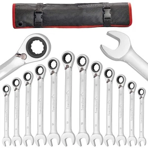 Towallmark 12-Piece Fixed Wrench Set Reversible Ratcheting Combination Set Me... - Picture 1 of 9