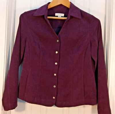 Christopher & банки куртка женщин L фиолетовый искусственной замши резинке защелки длинным рукавом - Изображение 1 из 4