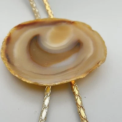 Corbata Western Bolo de colección pulida piedra natural con bandas circulares ágata 34" Foto 1 de 4