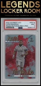 2022-23 Topps Finest UCC Prized Footballers Fusion Karim Benzema Red & Red PSA 9 - Picture 1 of 2
