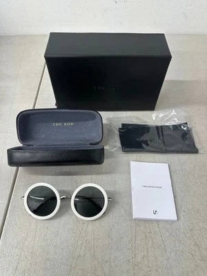 Gafas de sol circulares con montura blanca/plateada The Row x Linda Farrow Row/8/26 - NUEVAS Foto 1 de 4