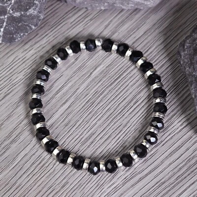 Obsidian Gemstone Beaded Healing Bracelet Wristband Bangle for Men Women Gifts - Image 1 of 3
