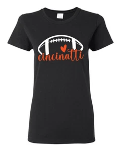 Fan von Cincinatti Fußball orange Herz Schrift Schrift Schrift Frauen Grafik TShirt - Bild 1 von 2