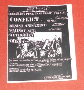 Conflict Resist and Exist Against All Punk Flyer Poster Original 4x6 - Picture 1 of 1