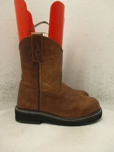 Smoky Mountain Cowboy Work Boots Brown Leather Pull On 2462C Kids Sz 12.5 R - Picture 1 of 12
