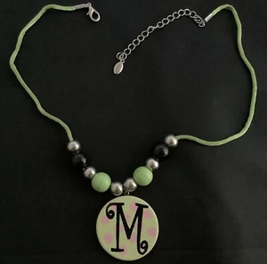 Green Beaded Fashion Boho Necklaces With The Letter M Pendant - Picture 1 of 4