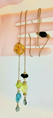 Dalia Sterling 925 Vermeil Fancy Cut Multi Gemstone Drop Necklace and Bracelet - Image 1 of 4