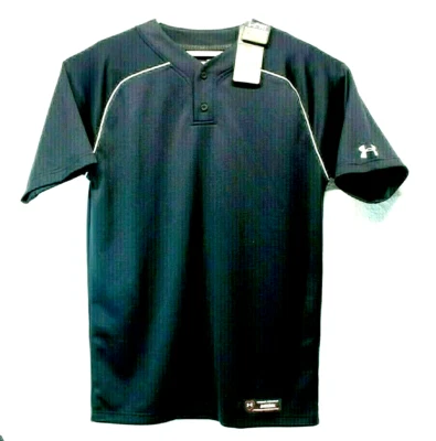 Béisbol suelto Under Armour Heat Grear SM/P/P 1/4 botón negro con costura blanca Foto 1 de 4