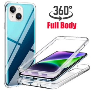For iPhone 15 14 Pro Max 13 12 11 16 8 Clear ShockProof 360 Full Body Case Cover - Picture 1 of 18