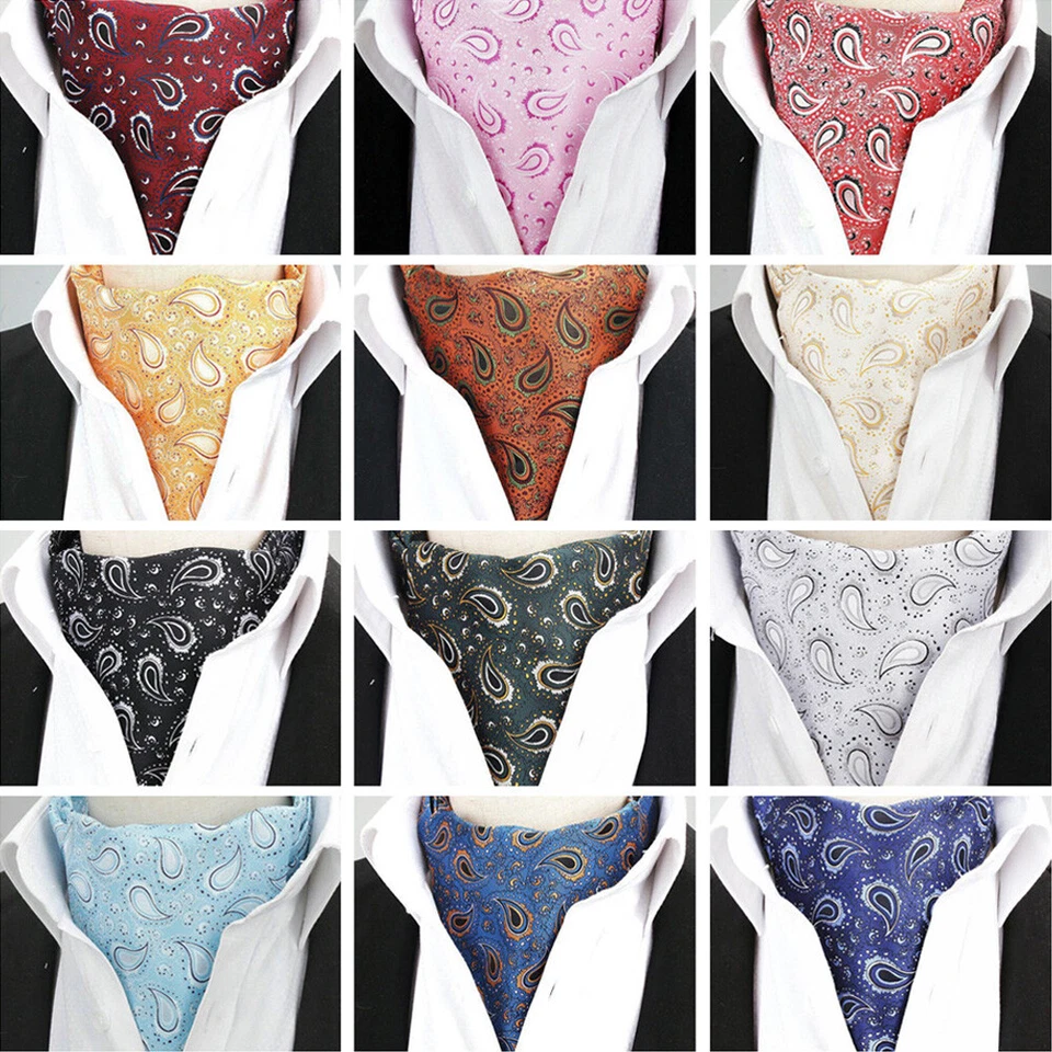 Men’s Paisley Flower Wedding Cravat Tie Scarves Ascot Formal Business Necktie  - Изображение 1 из 1
