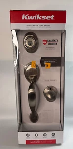 Manija de puerta monocilíndrica de níquel satinado Kwikset Dakota con perilla de puerta polo - Imagen 1 de 7