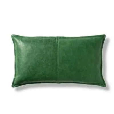 Cover Leather Decor Green Pillow Cushion Genuine Soft Lambskin Stylish - Image 1 of 3