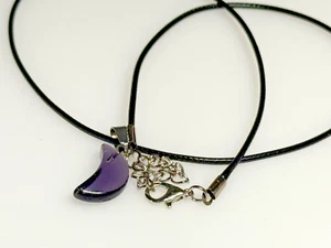 Pendant Amethyst Stone Necklace Jewellery Black Leather Strap 3.48g - Picture 1 of 4