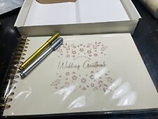 Wedding Guest Book, Wedding Guestbook with Gold & silver Pen, Mauve Rose  Floral