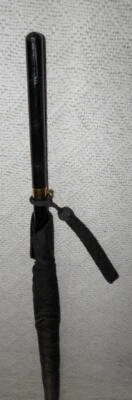 Vintage Samuel Fox Black Umbrella Cladded Crocodile Leather Handle Gold Collar - Image 1 of 4