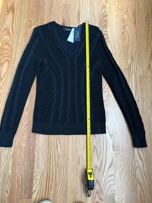 Polo Lauren Ralph Lauren Suéter Negro Brillante Cuello en V Talla M Foto 1 de 3
