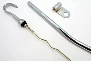 Chrome Engine Oil Dipstick+ Tube Ford Small Block 289 302 351 Windsor Falcon - Foto 1 di 6