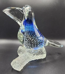 Bird, Tuscan Art Glass, Cobalt, Blue Decor Statue. Heavy Well Made Blown Glass - Picture 1 of 16