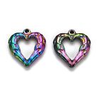 10x Heart with Wing Multi-color 304 Stainless Steel Open Pendants 22x20.5x4.2mm