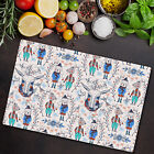 Glass Chopping Cutting Board Cartoon with Animals and Berries for Deer White 