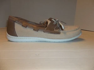 Clarks Boat Shoes Womens Size 12M Artisan Cliffrose Sail Leather Tan Slip On - Picture 1 of 6