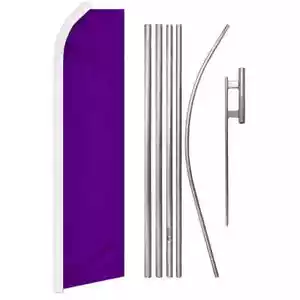 Purple Solid Color Swooper Advertising Flag & Pole Kit - Picture 1 of 9