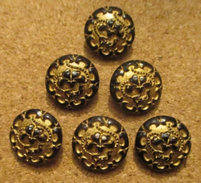 6 - Vidrio checo años 1920-1930 iris negro y borde en botones negros #166 17,03 mm Foto 1 de 3