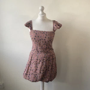Free People Floral Embroidered Bubble Hem Mini Dress. Pink. Medium. - Picture 1 of 4