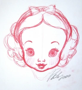 SIGNED SNOW WHITE BABY PRINCESS WALT DISNEY ORIGINAL MERCHANDISE cel DRAWING - Picture 1 of 2