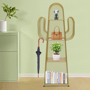 4-Tier Cactus Bookcase Storage Organizer Metal Ladder Bookshelf Cute Bookshelves - Picture 1 of 19