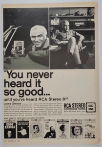 RCA Stereo 8-Track Tapes Lorne Greene Bonanza TV 1966 Time Print Ad 7.5x11" - Picture 1 of 1