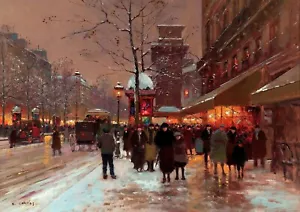 Porte Saint Denis Painting by Edouard Leon Cortes Reproduction - Picture 1 of 3