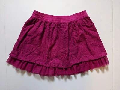 Girl's Faded Glory Pink Burgundy Lace Dressy Skirt, Size 10-12 - Image 1 of 3