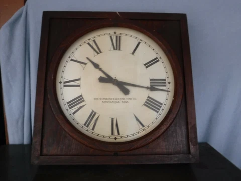 Standard Electric Time Co Wall Clock Oak Case Slave Clock Cover