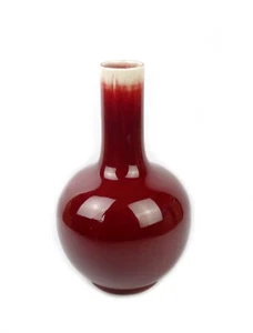 Vintage Chinese Jin De Zhen Sang De Boeuf Oxblood Red Porcelain Vase - Picture 1 of 10
