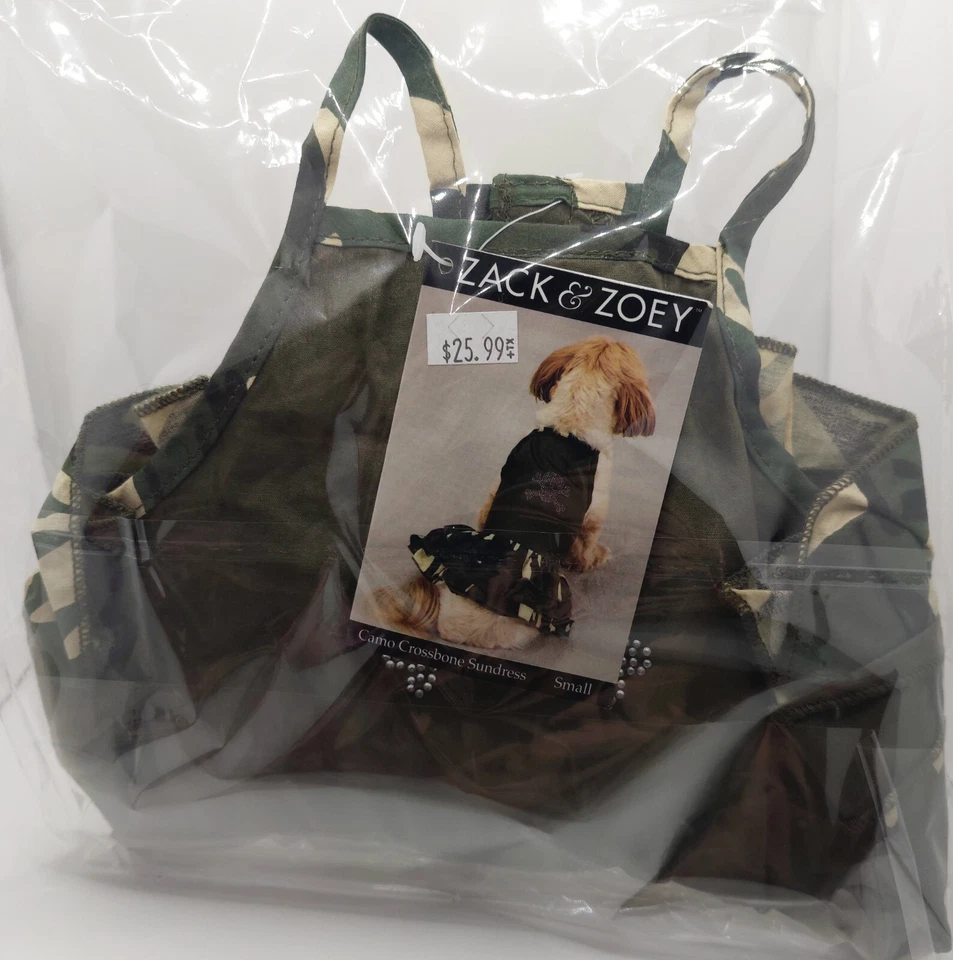 Vestido de verão Zack & Zoey camuflado osso cruzado verde tamanho pequeno roupas para cachorros - Imagem 1 de 1